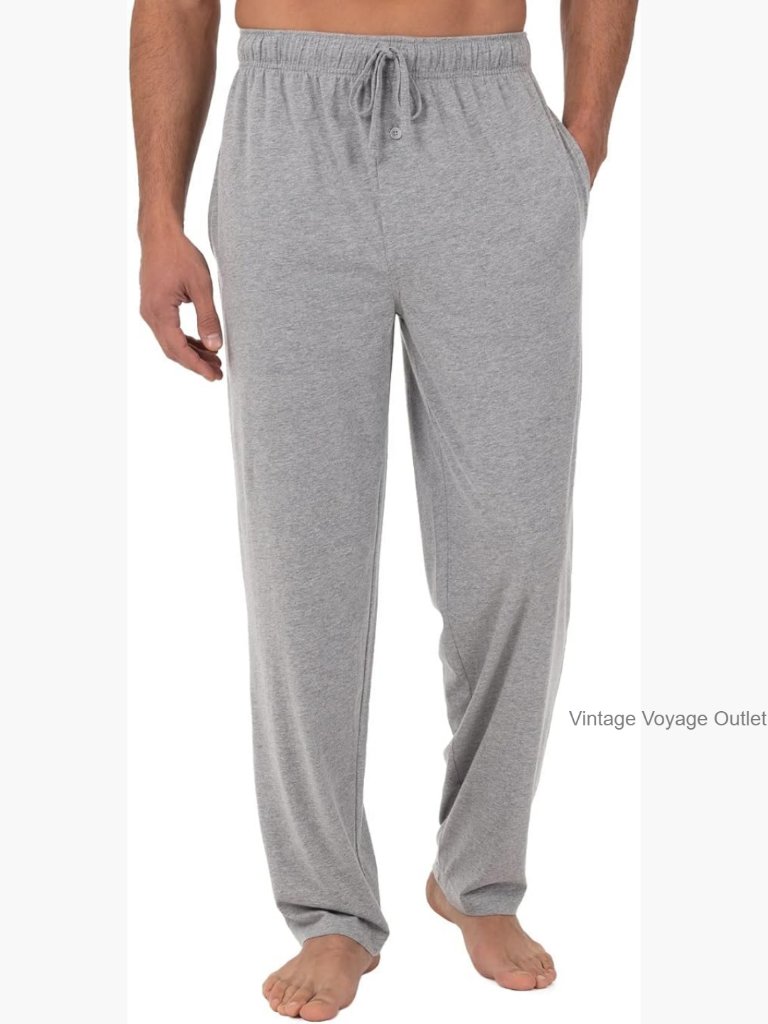 Men's Jersey Knit Sleep Pants Cotton Polyester Soft Relaxed Fit With Pockets